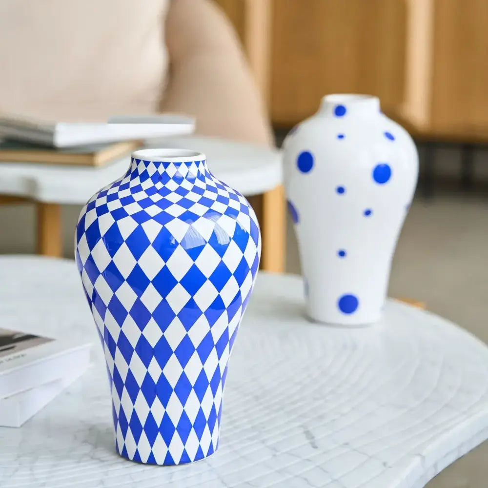 Blue Quilted Ceramic Vase