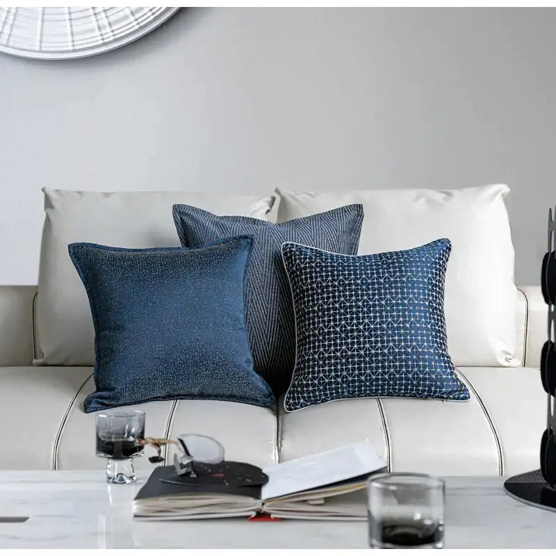Blue Geometric Pillow Cover