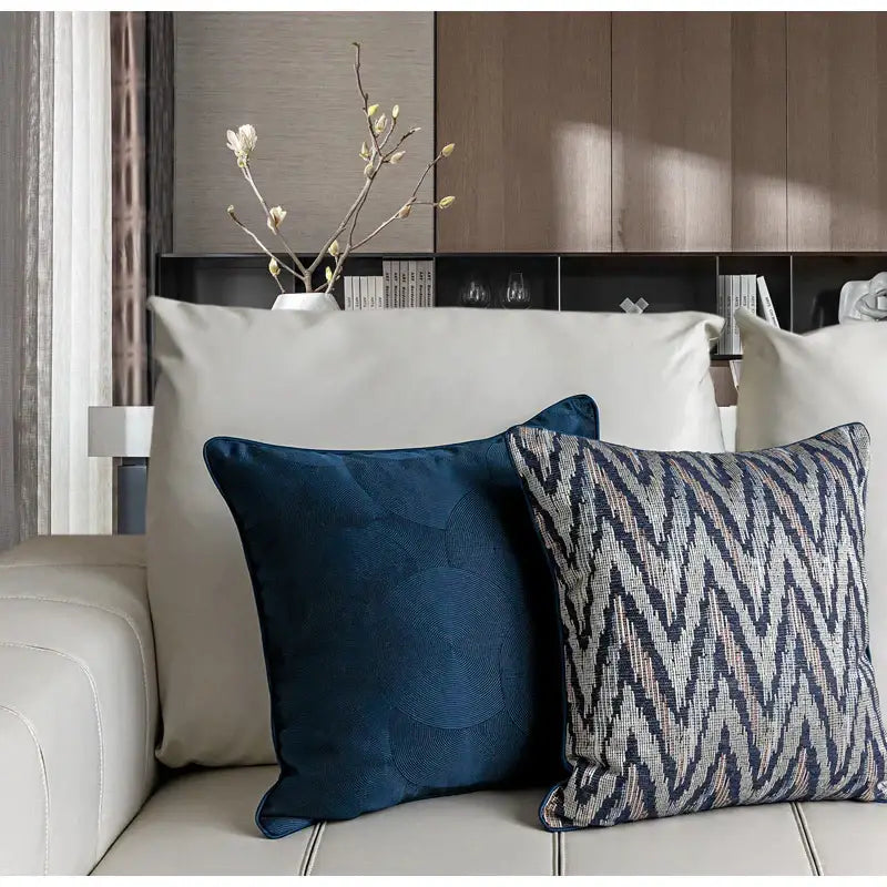 Blue Geometric Pillow Cover