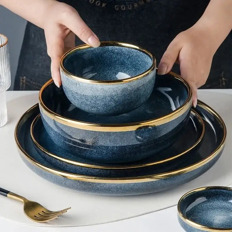 Blue Gradient Ceramic Plates