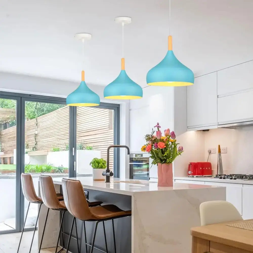 Blue Metal Pendant Light