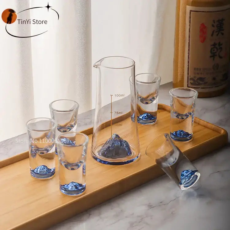 Blue Sake Glass Jug Set