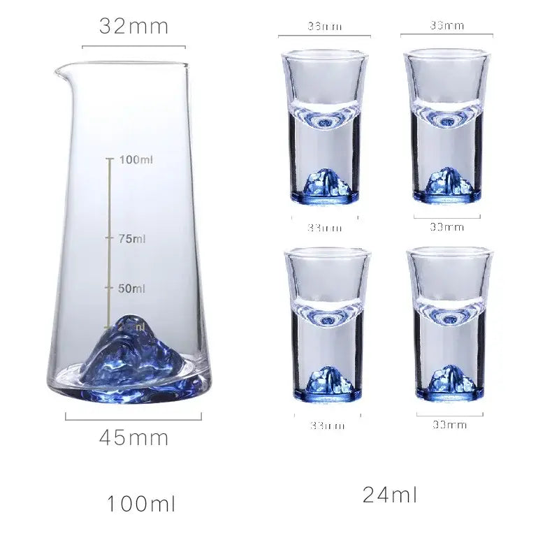 Blue Sake Glass Jug Set