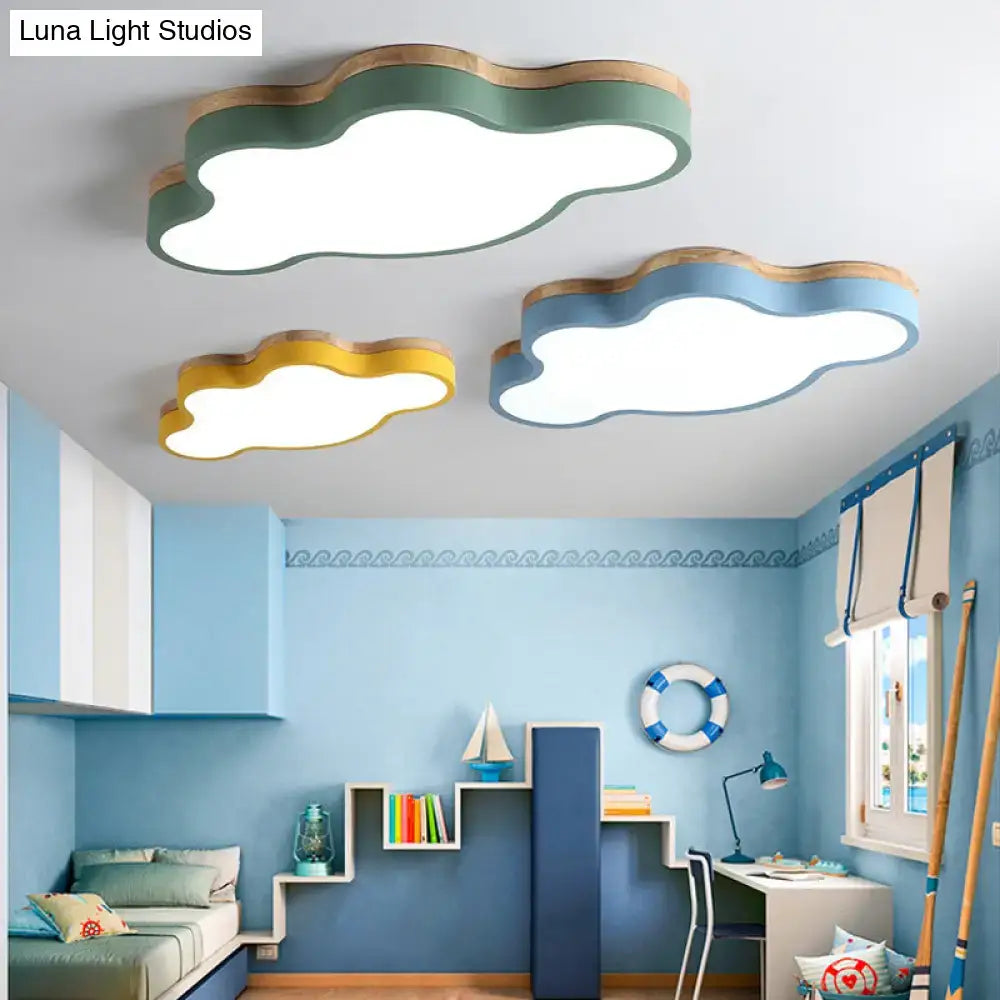 Blue Wood Cloud Ceiling Lamp