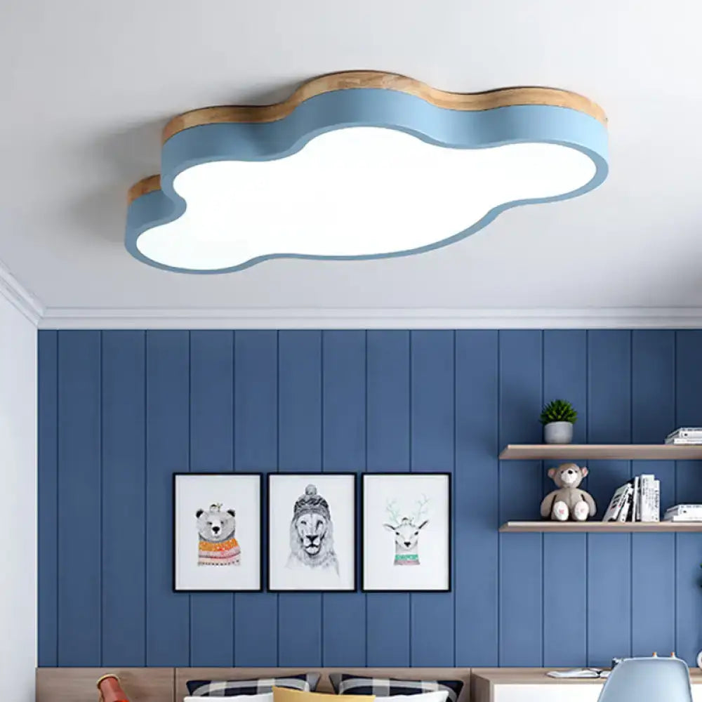 Blue Wood Cloud Ceiling Lamp