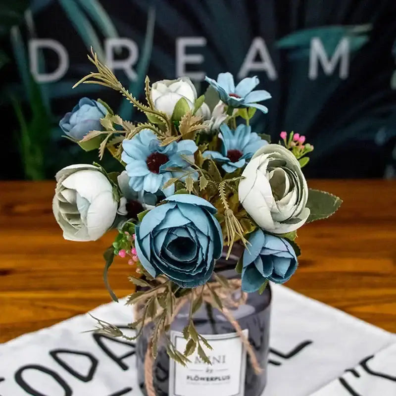 Blue Silk Floral Bouquet