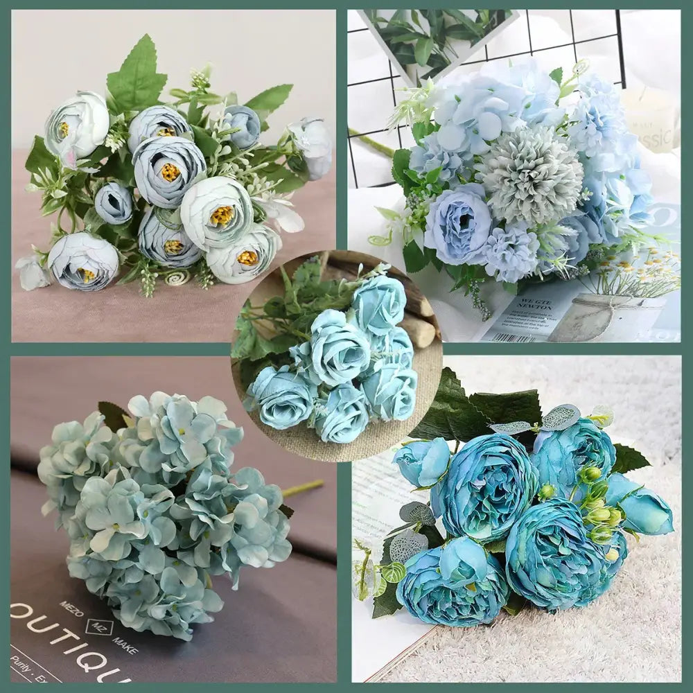 Blue Silk Floral Bouquet