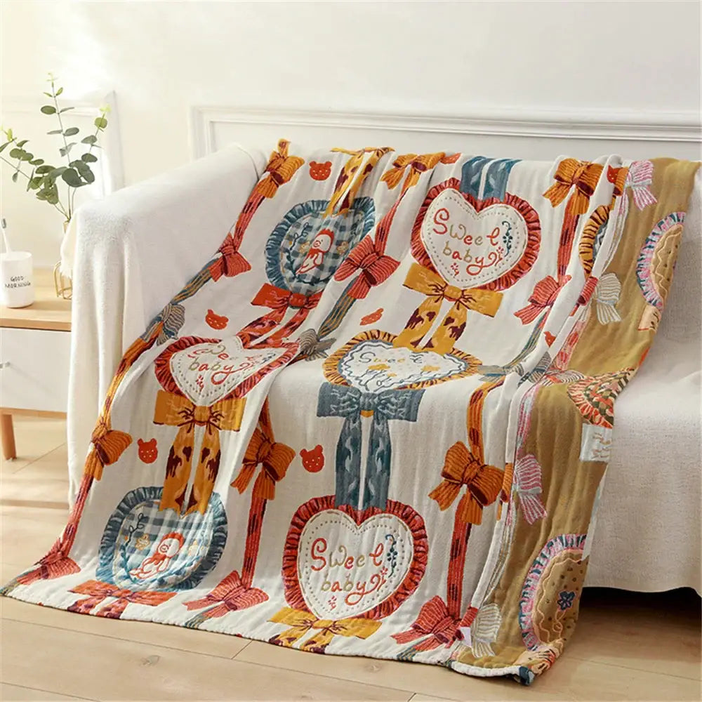 Blue Teddy Bear Cotton Towel
