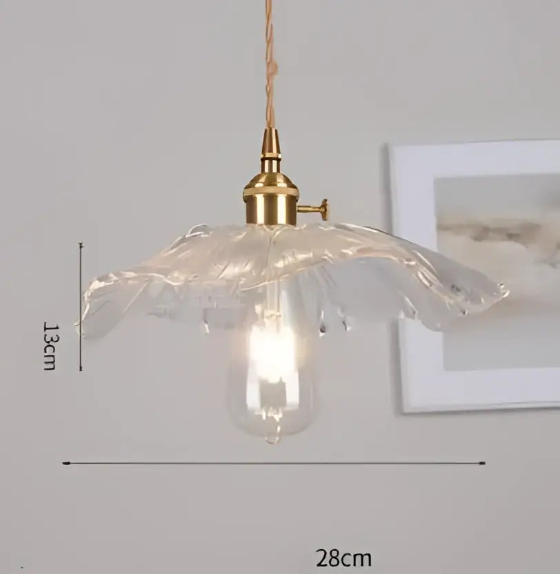 Blue Glass Pendant Light Translucent Brass