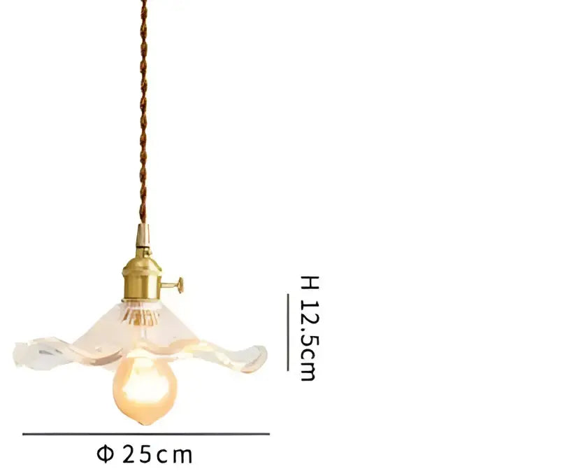 Blue Glass Pendant Light Translucent Brass