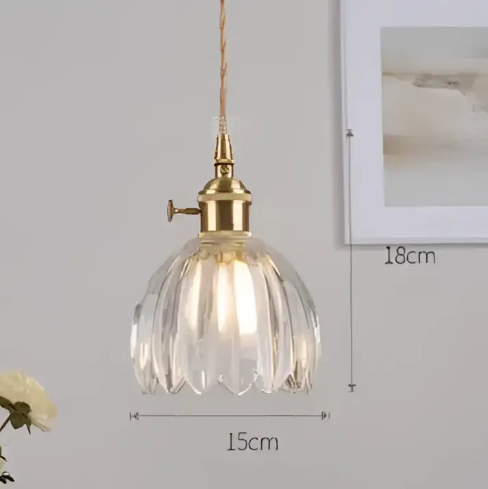 Blue Glass Pendant Light Translucent Brass
