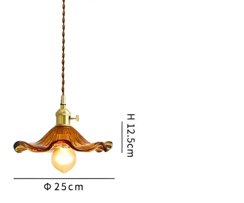Blue Glass Pendant Light Translucent Brass