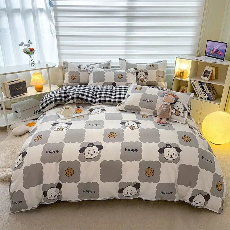 Blue White Print Bedding