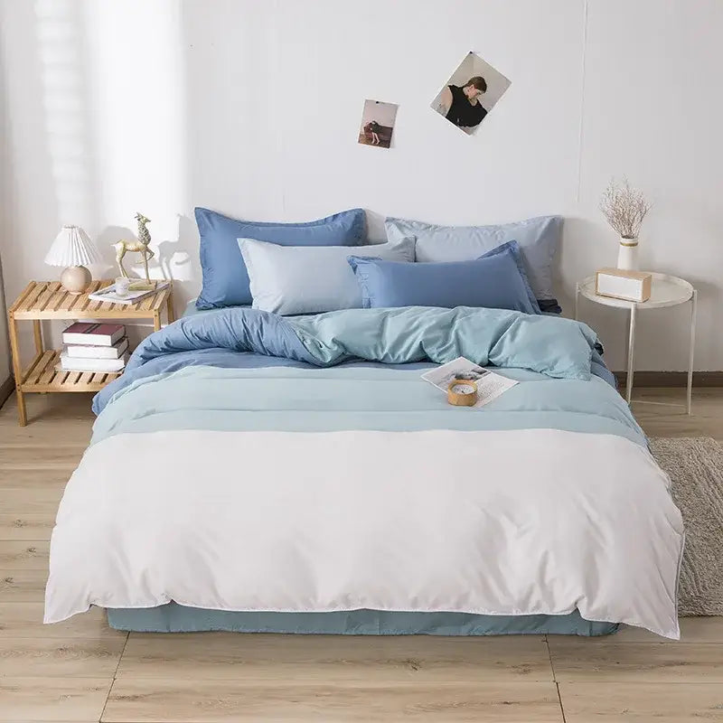 Blue White Print Bedding