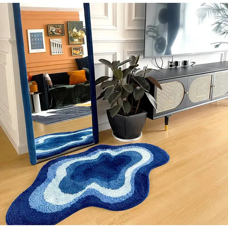 Blue Cloud Tufted Bath Mat