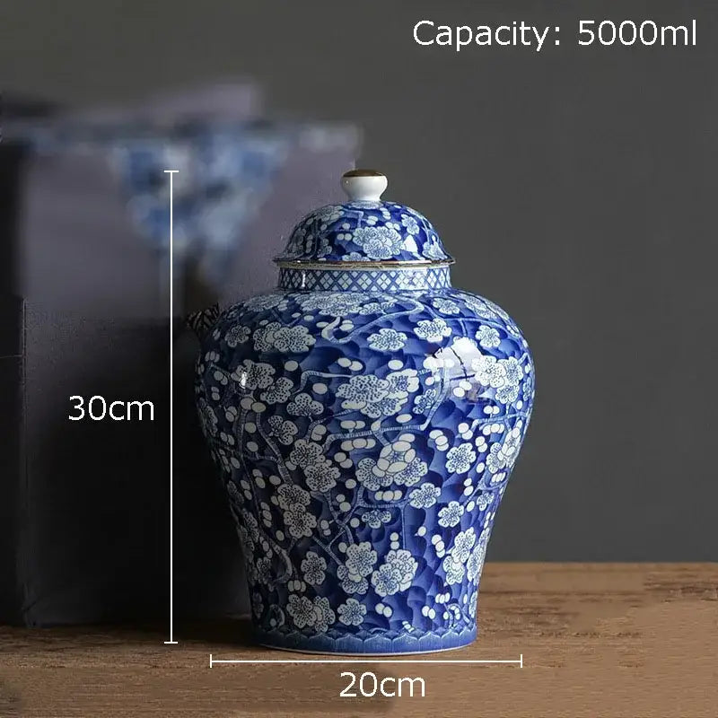 Blue Porcelain Gold Jar Decor