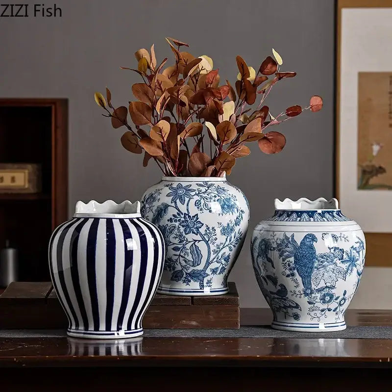 Porcelain Vase Flower Set