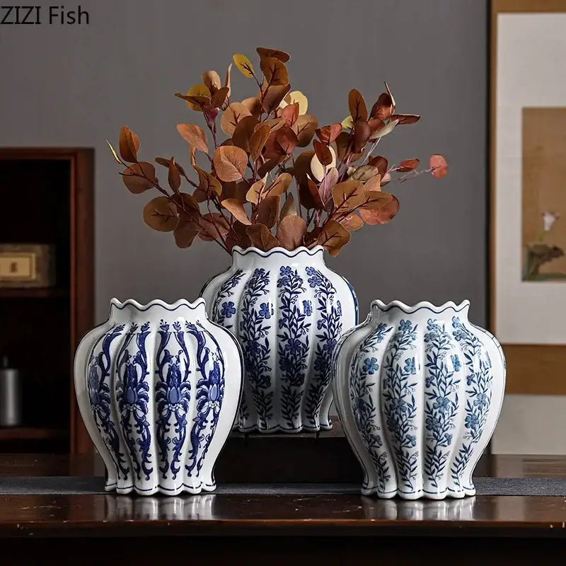 Porcelain Vase Flower Set