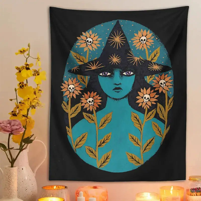 Enchanting Blue Botanical Tapestry