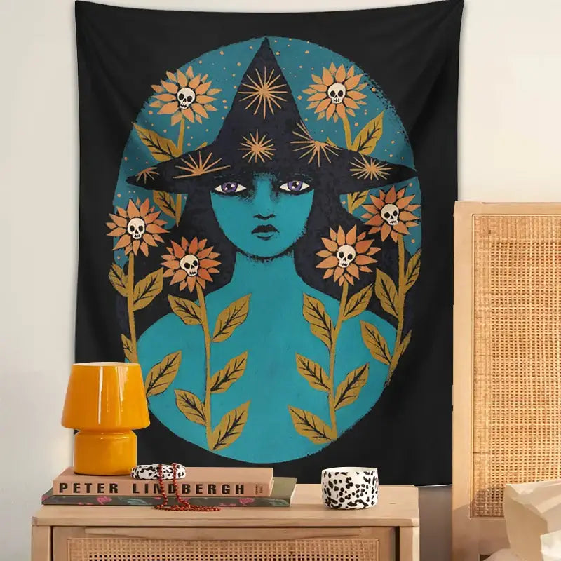 Enchanting Blue Botanical Tapestry
