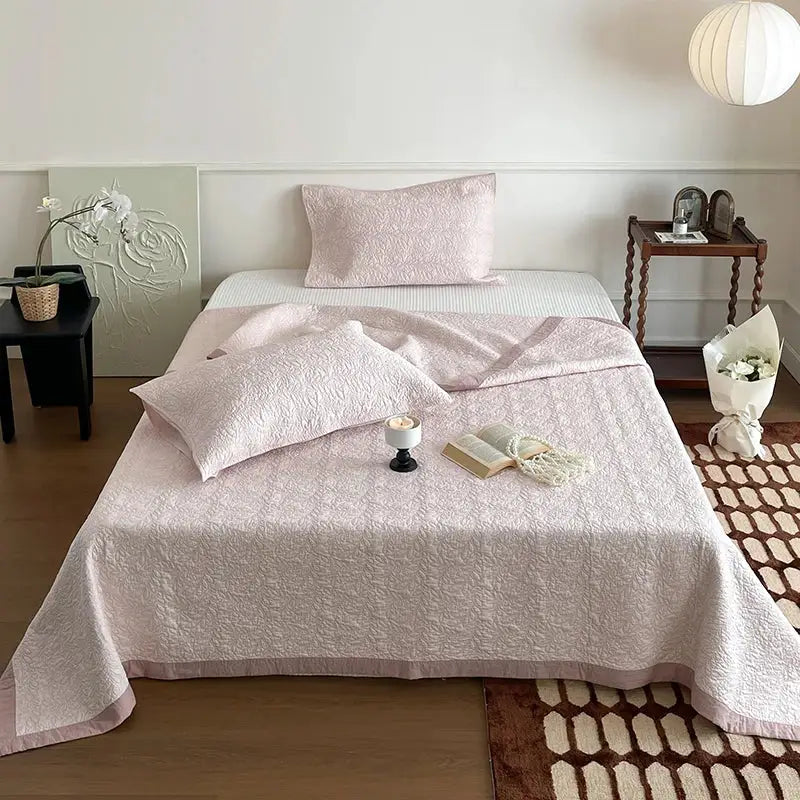Blush Quilted Cotton Bedspread