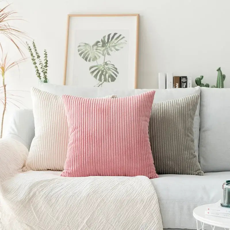 Grey Flocking Pillow Cover