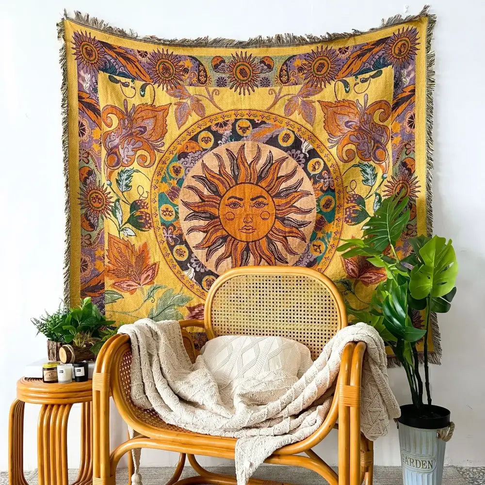 Yellow Sun Camping Blanket