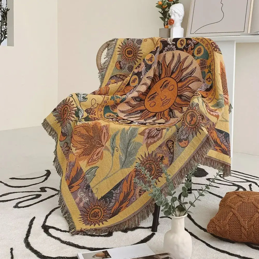 Yellow Sun Camping Blanket