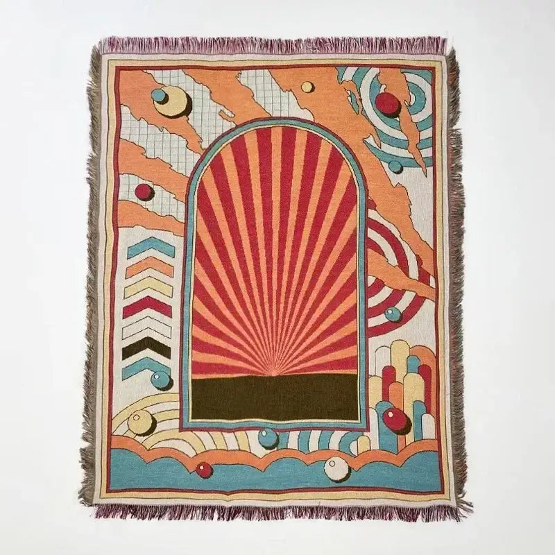 Pink Geometric Throw Blanket
