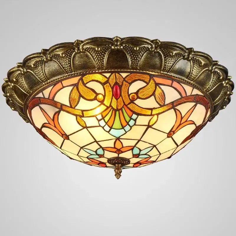 Amber Stained Glass Ceiling Light 52cm