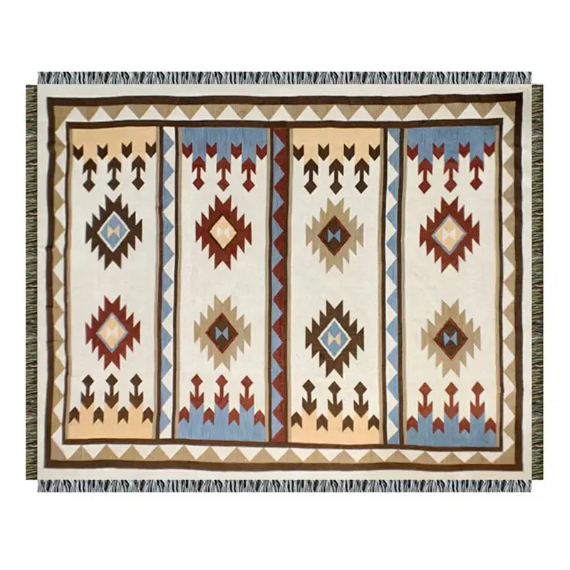Red Blue Geometric Knit Throw