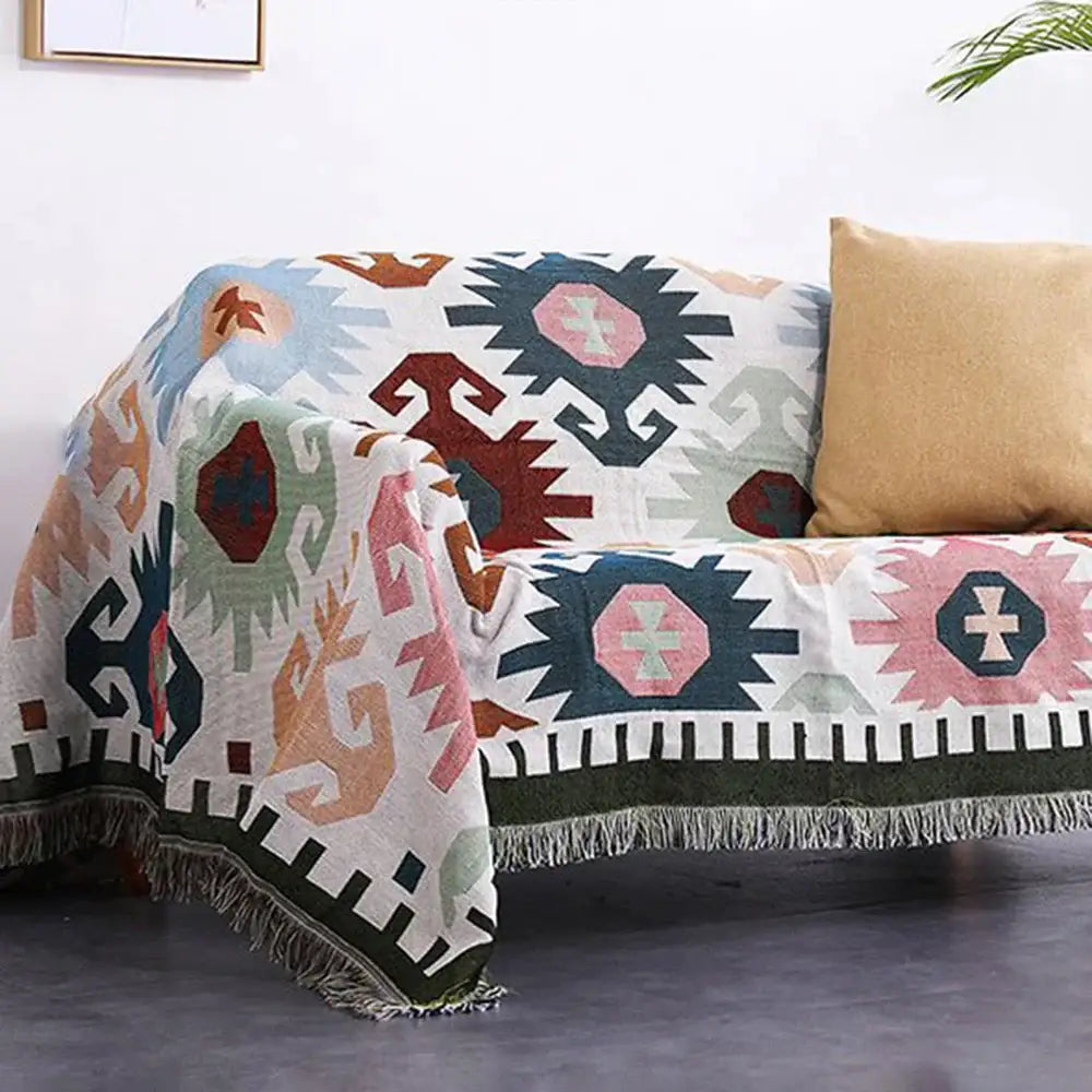 Geometric Tassel Sofa Cover