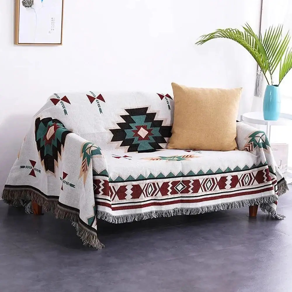 Geometric Tassel Sofa Cover