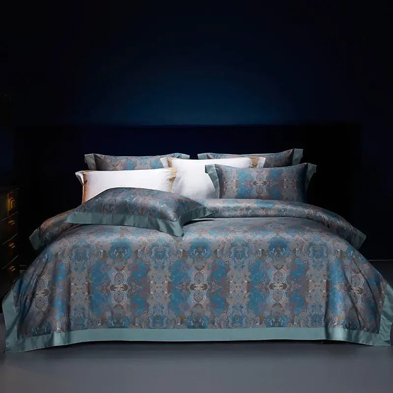 Teal Gold Paisley Bedding Set
