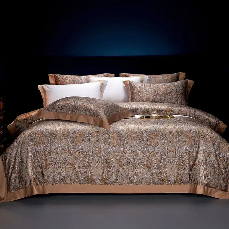 Teal Gold Paisley Bedding Set