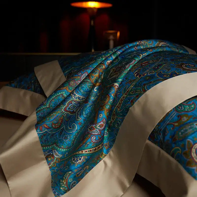 Teal Gold Paisley Bedding Set