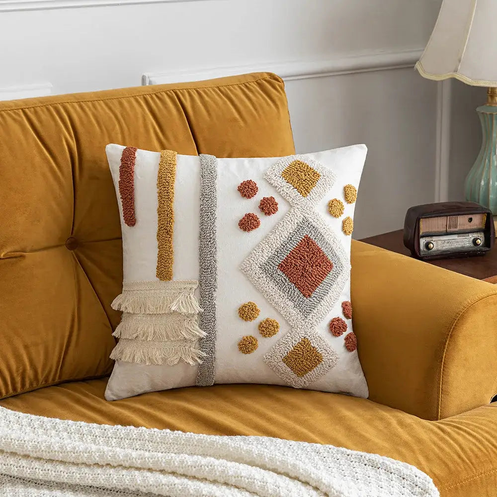 Beige Geometric Pillow Case