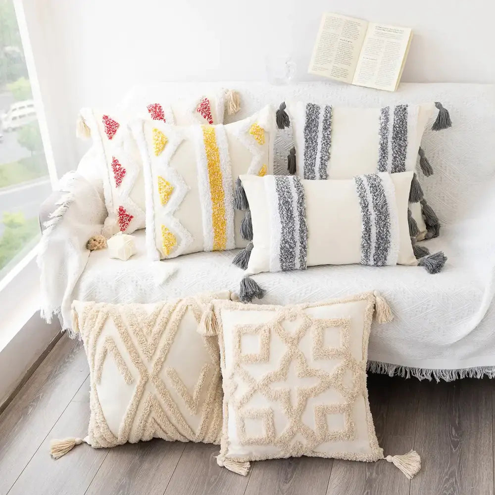 Beige Geometric Pillow Case