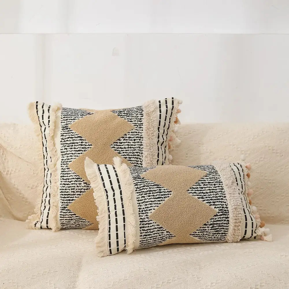 Beige Geometric Pillow Case