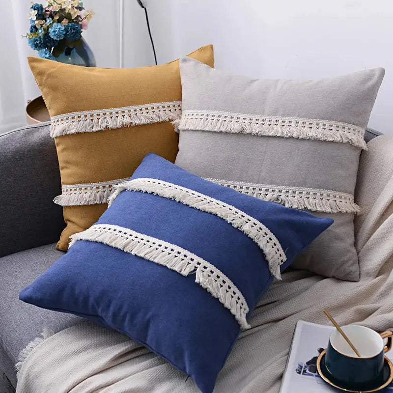 Beige Linen Tassel Covers