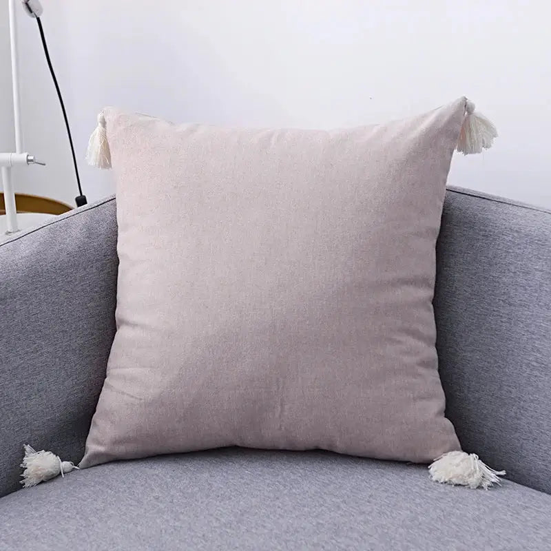 Beige Linen Tassel Covers