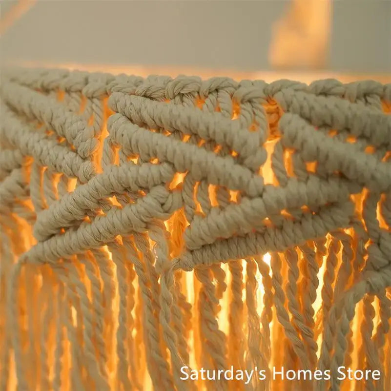 Beige Macrame Pendant Light Cover