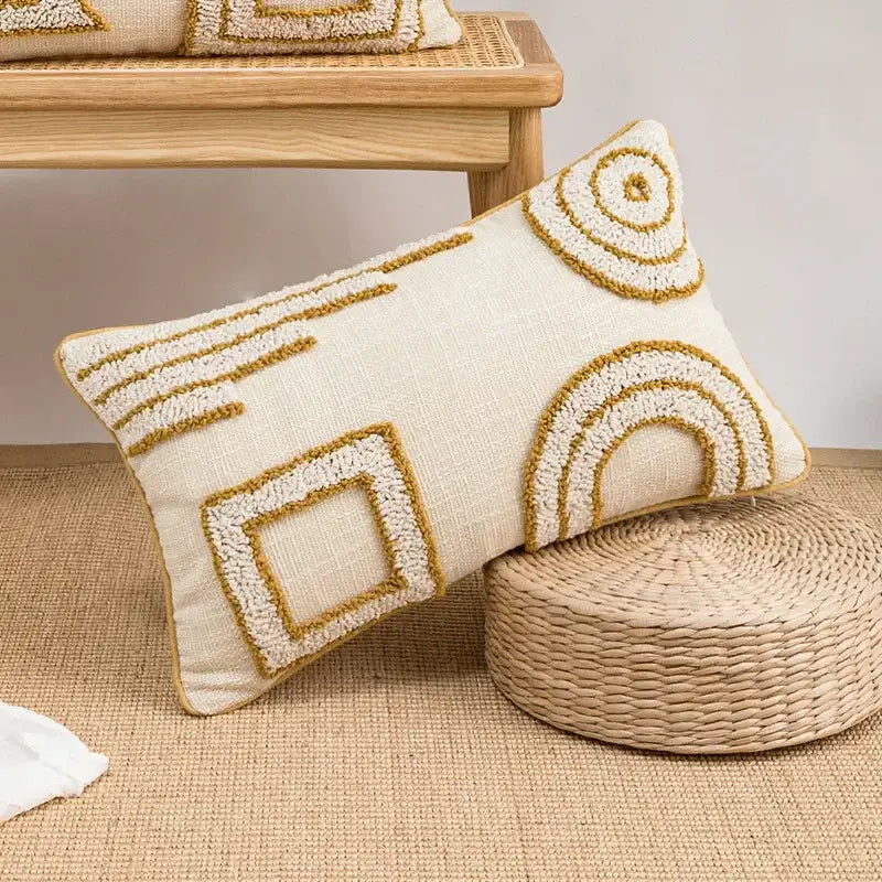 Beige Woven Cushion Cover