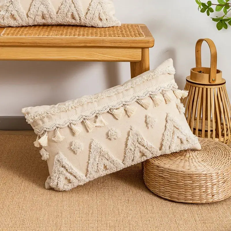 Beige Woven Cushion Cover