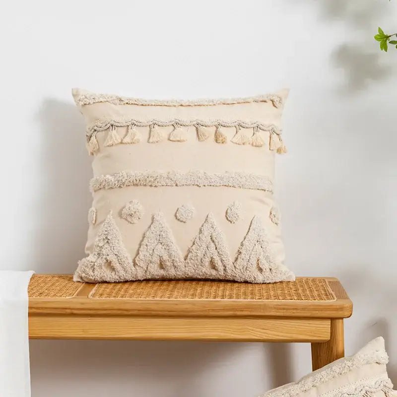 Beige Woven Cushion Cover