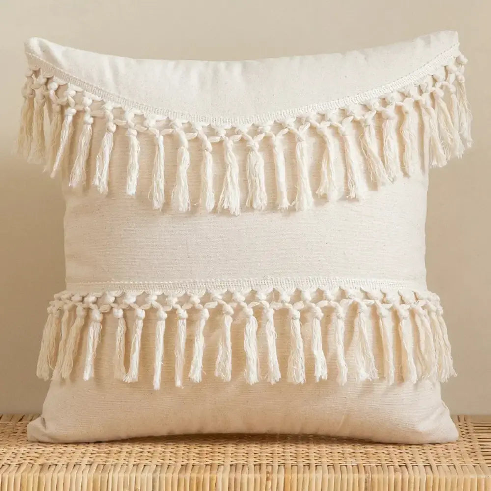 Beige Woven Cushion Cover