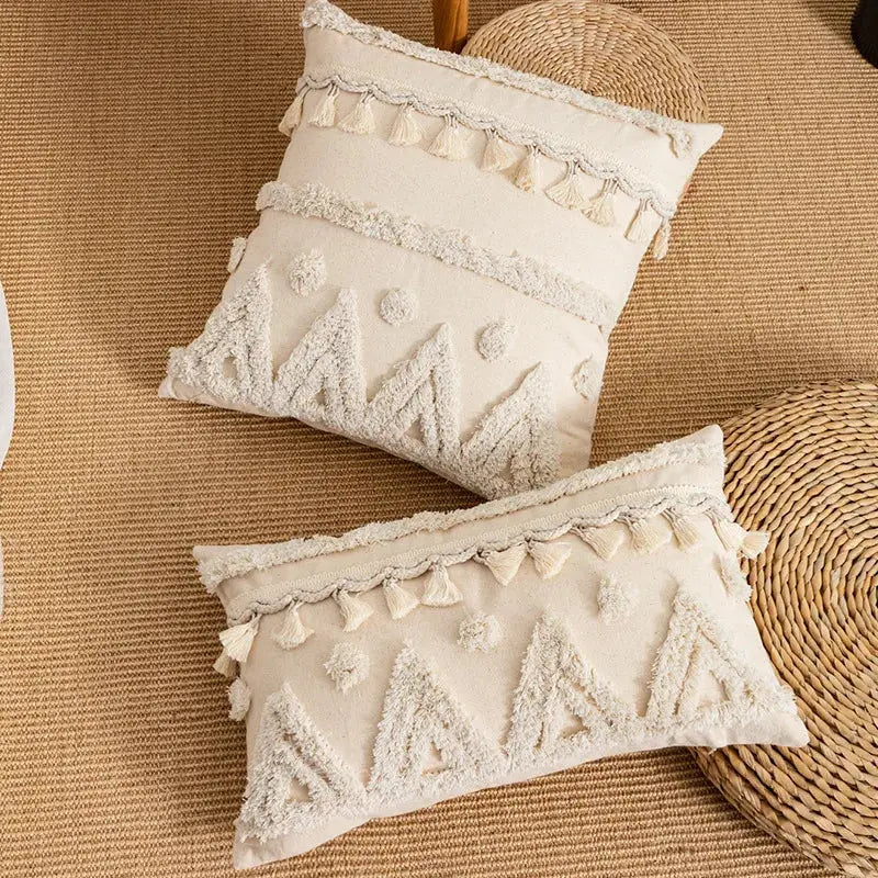 Beige Geometric Tassel Cover