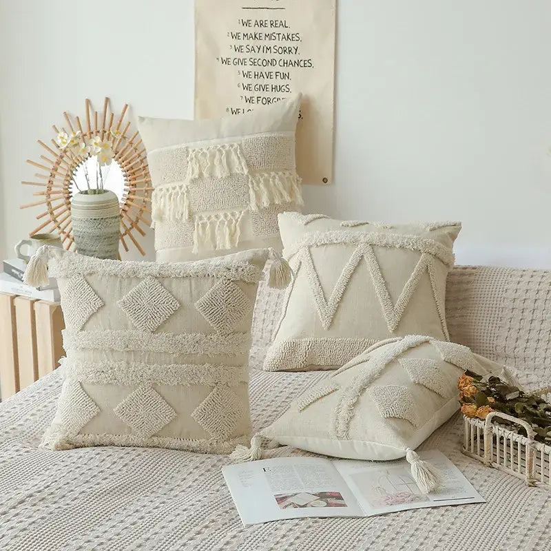 Beige White Tufted Covers