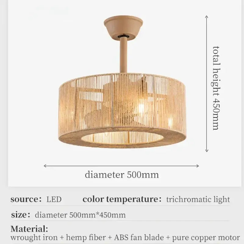 Beige Rattan Ceiling Fan