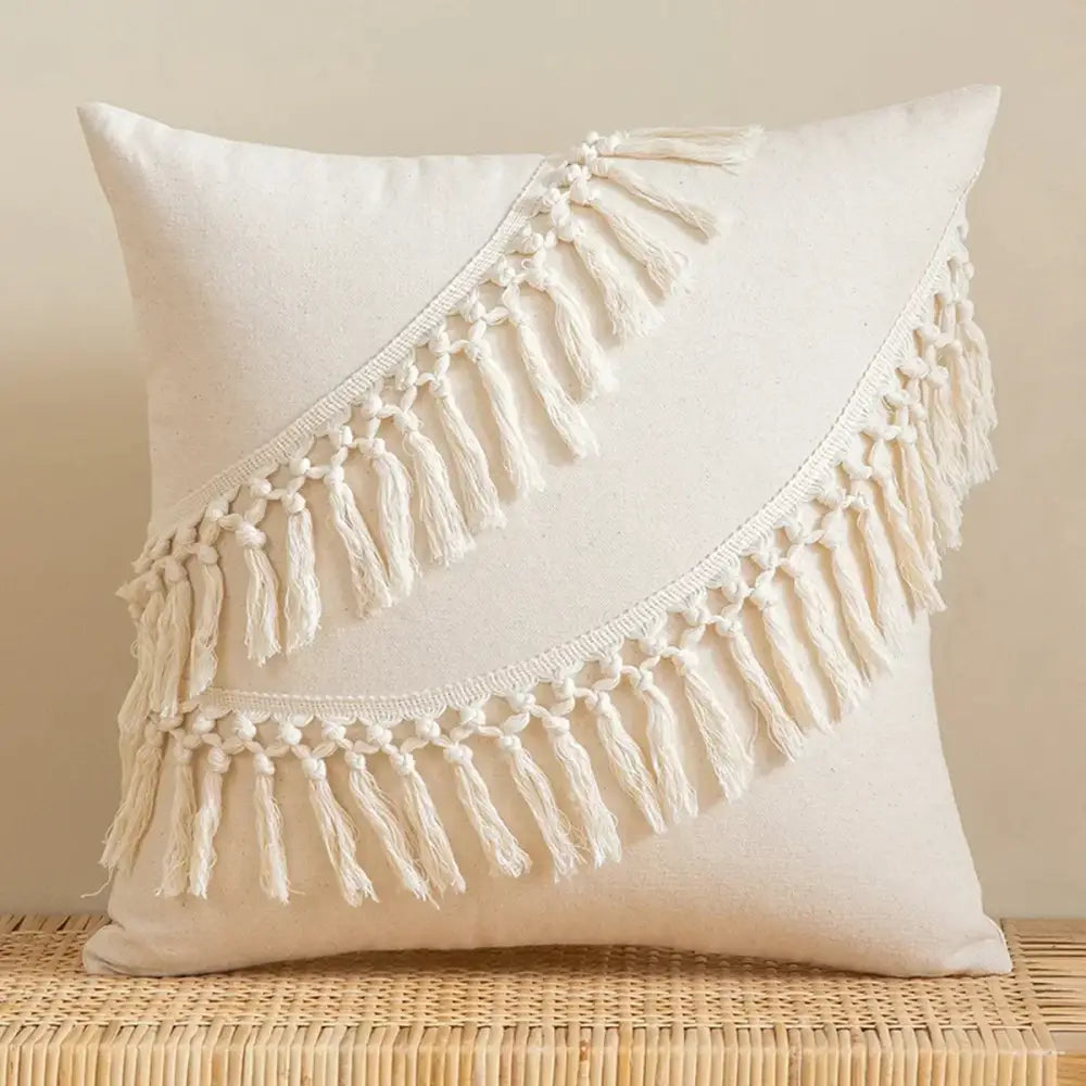 Beige Yellow Cotton Pillow